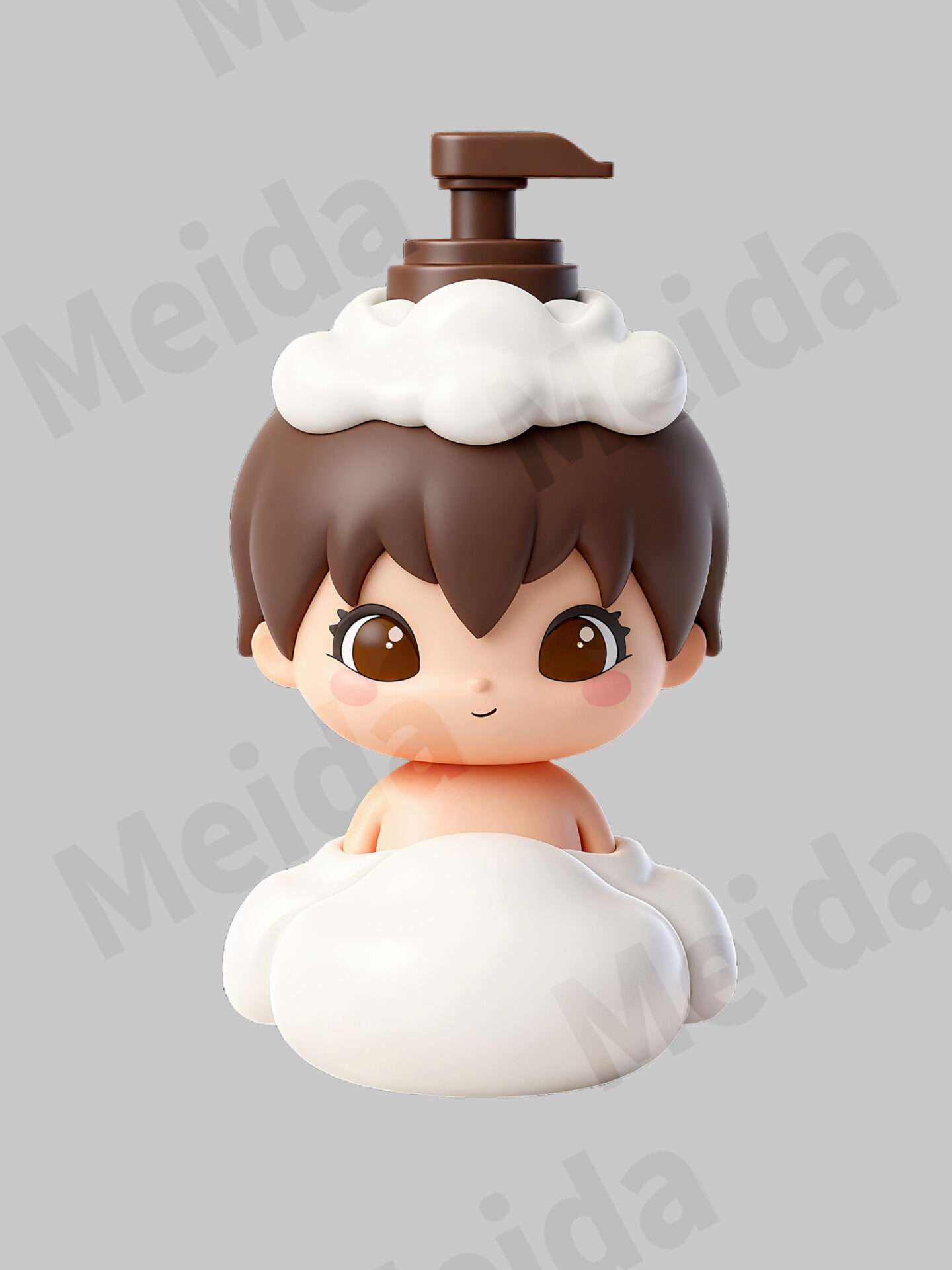 Bottle Baby Series figurine Bubble Boy with brown hair and bubble bath design.