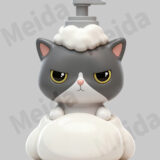 Bottle Baby Series collectible figurine-Moody Gray Cat with foam-style head and expressive face