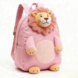 Pink Lion Backpack with 3D Embroidered Face