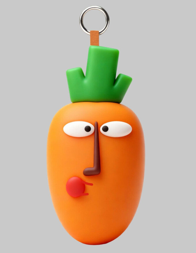 Carrot long face baby PVC keychain with narrow eyes expression