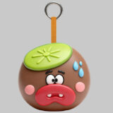 Kiwi slice baby PVC keychain with round body and fruit detail