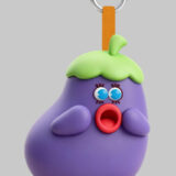 Eggplant pout baby PVC keychain with exaggerated lips expression
