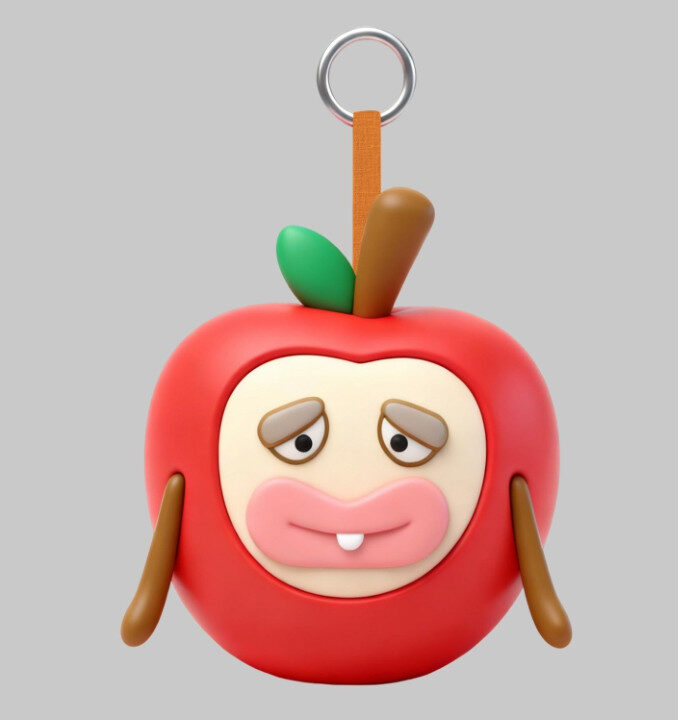 Apple smile baby PVC keychain with mischievous cartoon face