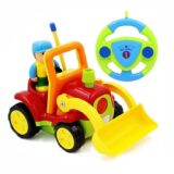blow molded ride-on bulldozer toy with steering wheel