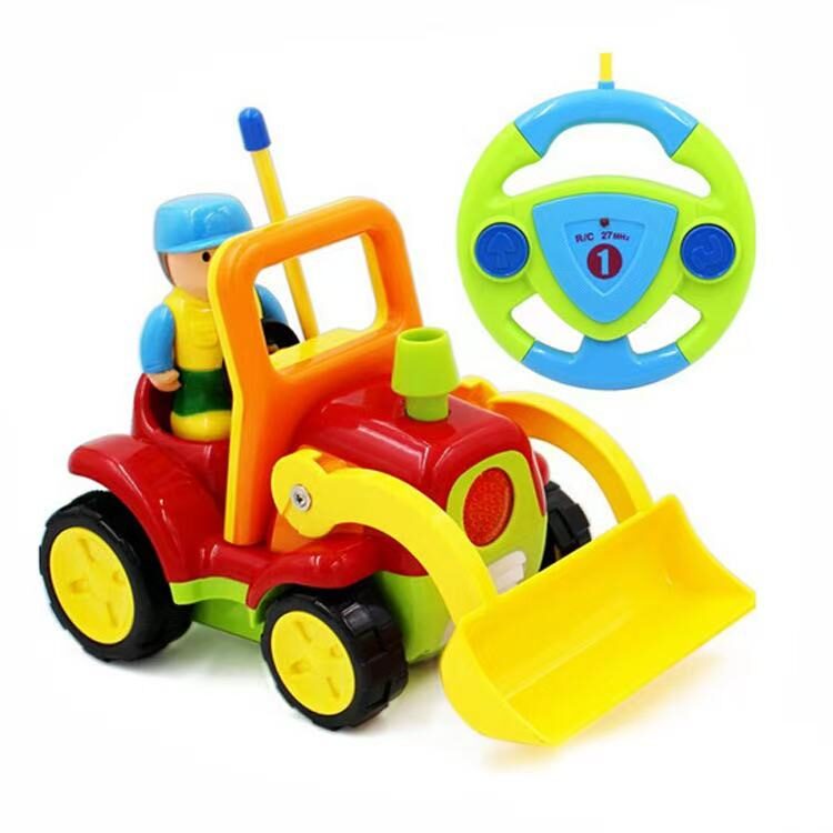 blow molded ride-on bulldozer toy with steering wheel