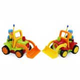 blow molded twin bulldozer construction toy set