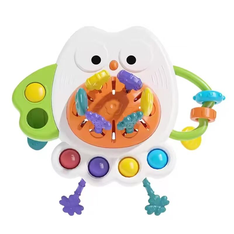 blow molded animal button play center toy with interactive elements