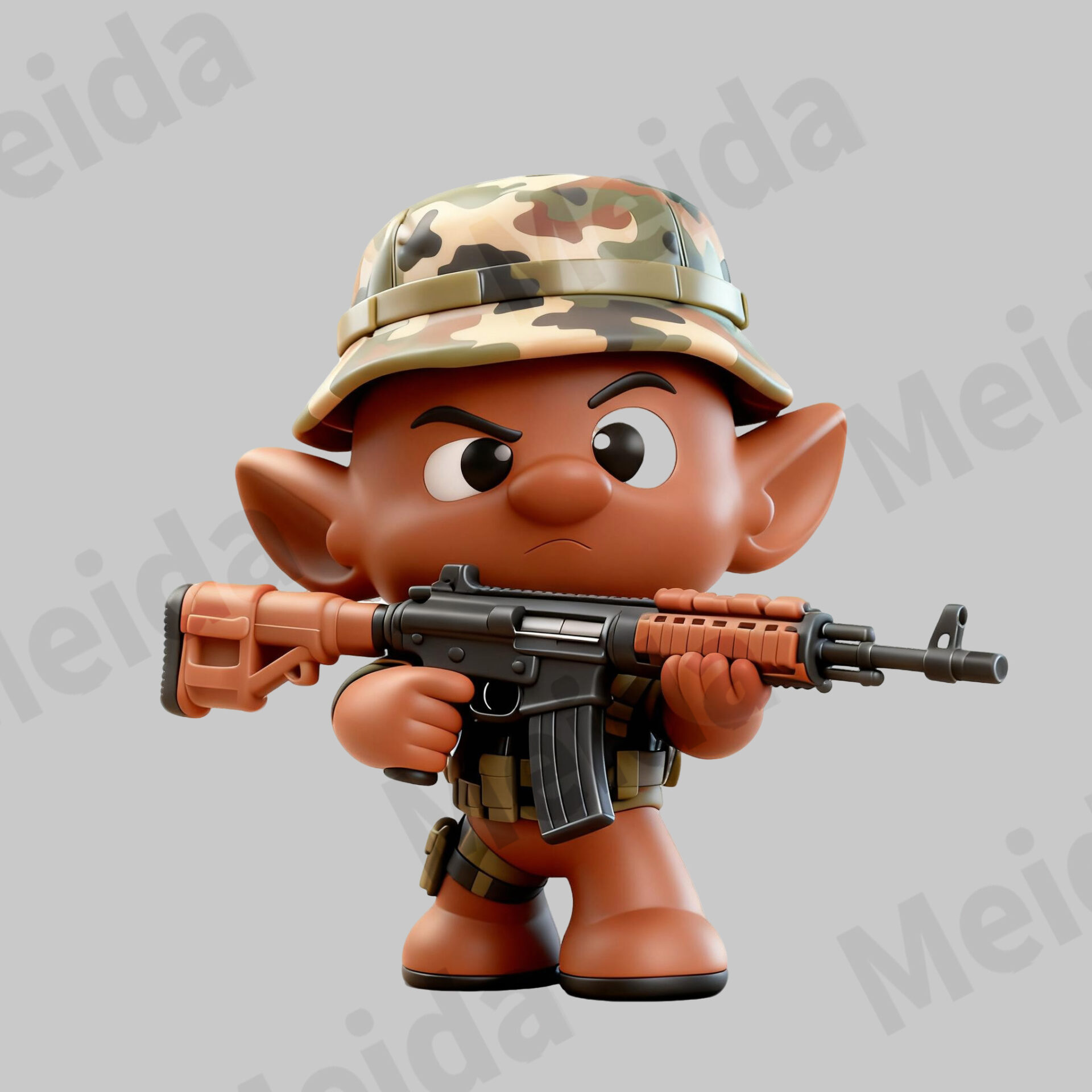 Colorful elves camo soldier elf figurine character display