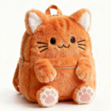 orange tabby cat backpack plush front view seated design