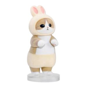 mini flocked bunny costume figurine with base stand