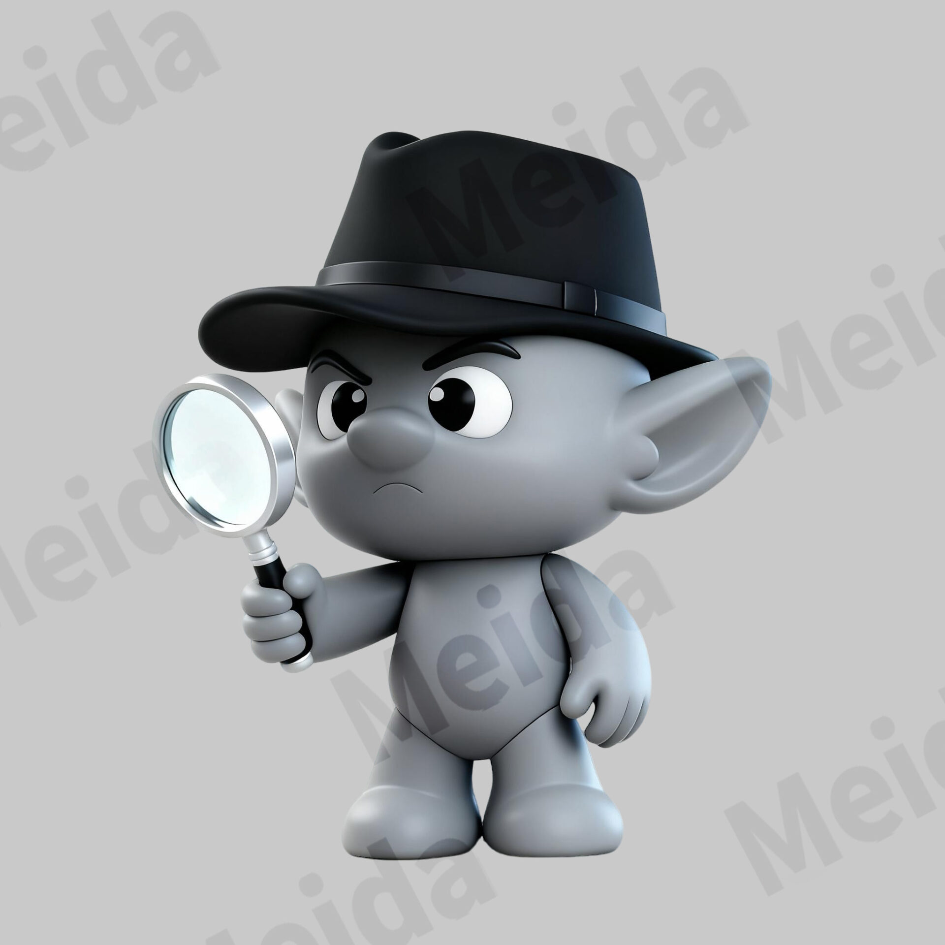 Colorful elves detective grey elf figurine character display