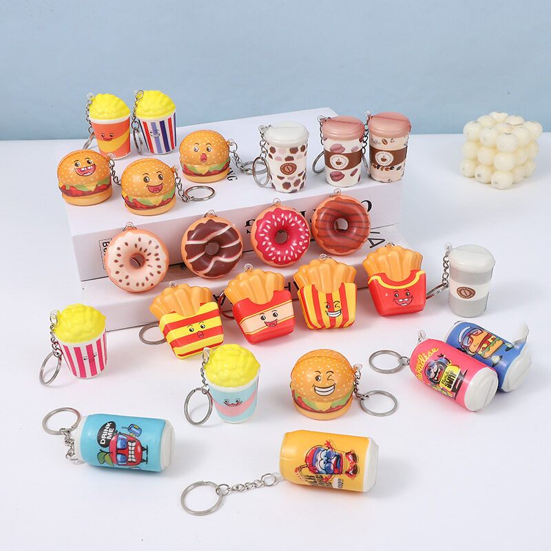 PU hamburger and fries soft food toy set