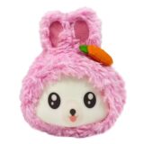 Peach Bunny Puff PVC face plush toy character