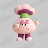 Superfoodies pink onion figurine with soft pastel expression