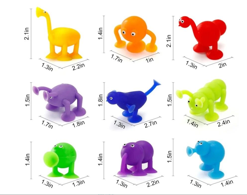 TPR suction cup animal toys in mixed colors