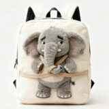 Elephant backpack plush with large floppy ears and soft trunk design