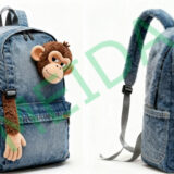 Monkey Pal plush backpack with hanging toy detail