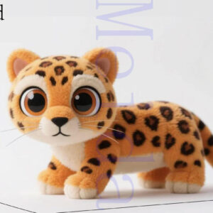 35cm fuzzy leopard plush toy with spotted pattern and long body