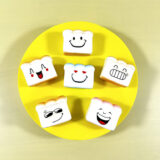 PU bread slice toy with graphic facial print