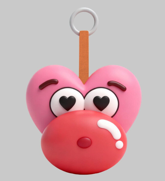 Heart eyes berry baby PVC keychain with exaggerated love expression