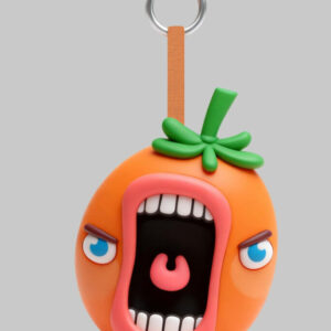 Screaming tomato baby PVC keychain with wide open mouth design