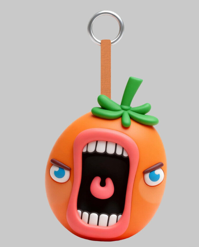 8-Screaming Tomato Baby Keychain Screaming tomato baby PVC keychain with wide open mouth design