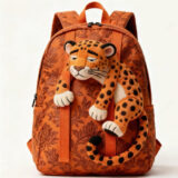 floral jungle leopard backpack front view