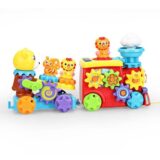 blow molded gear animal building block toy set