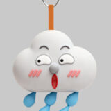 Rain cloud baby PVC keychain with crying face and raindrop details