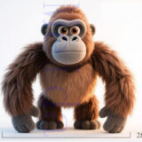 brown furry gorilla plush toy front view showing wide stance and soft fur