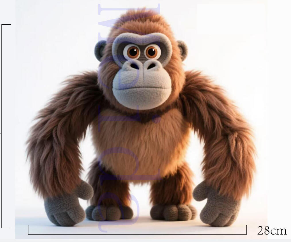 Brown Furry Gorilla Plush brown furry gorilla plush toy front view showing wide stance and soft fur