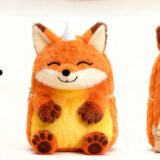 foxicorn backpack plush orange fox with unicorn horn side view