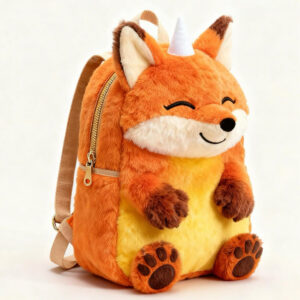 foxicorn backpack plush orange fox character front view