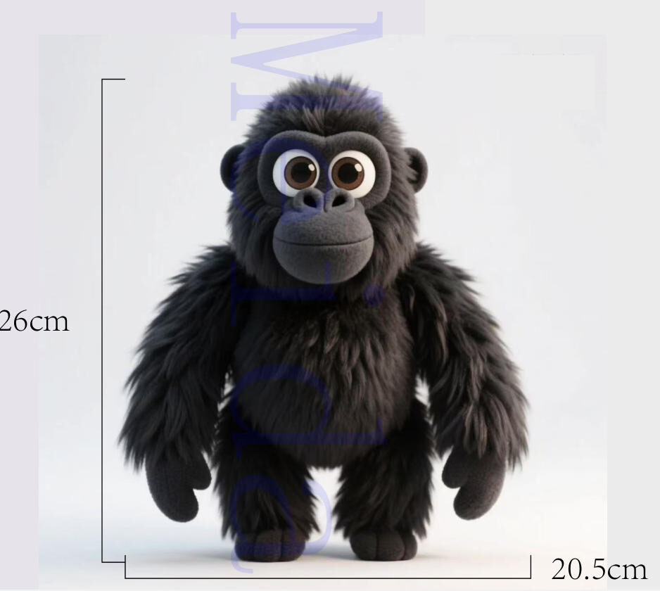 Furry Gorilla Plush furry gorilla plush toy front view showing standing posture and black fur