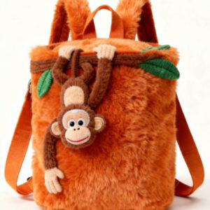 plush monkey backpack front view
