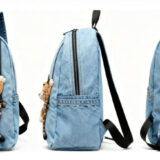 plush leopard detail on denim backpack