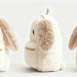 floppy ear bunny plush backpack stitching and material detail