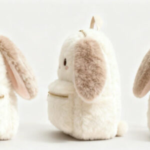 floppy ear bunny plush backpack stitching and material detail